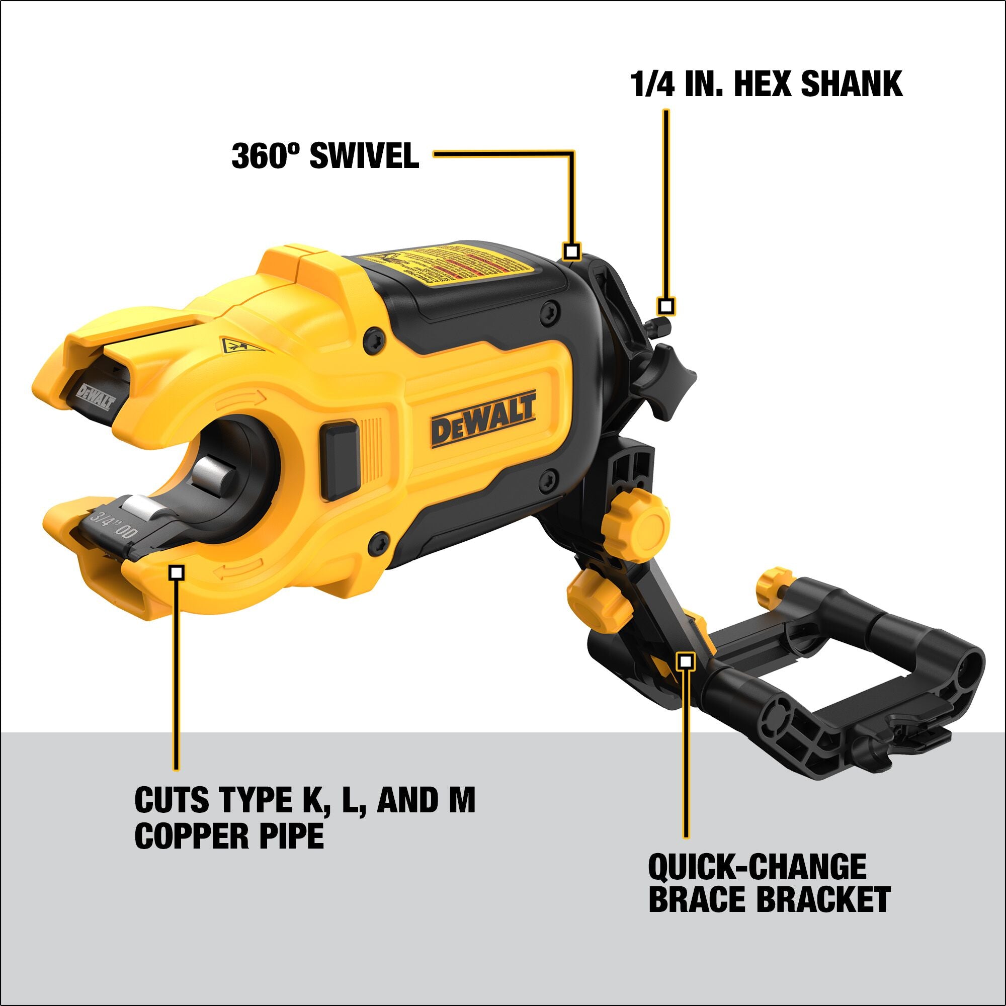 Dewalt Impact Ready Copper Tubing Cutter with Brace Bracket