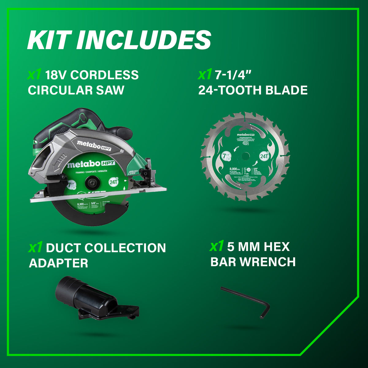 Metabo HPT 18V MultiVolt Cordless Circular Saw with 7 1/4" Blade