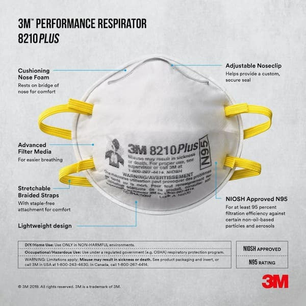 3M Performance Respirator 8210PH20-DC Sanding & Fibreglass N95 20Pack