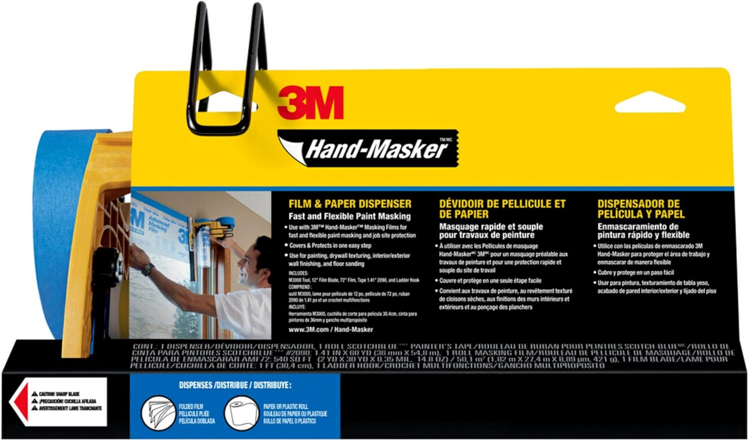 3M Hand Masker Pre-Loaded Film with Paper Dispenser & Masking Film Tape Kit