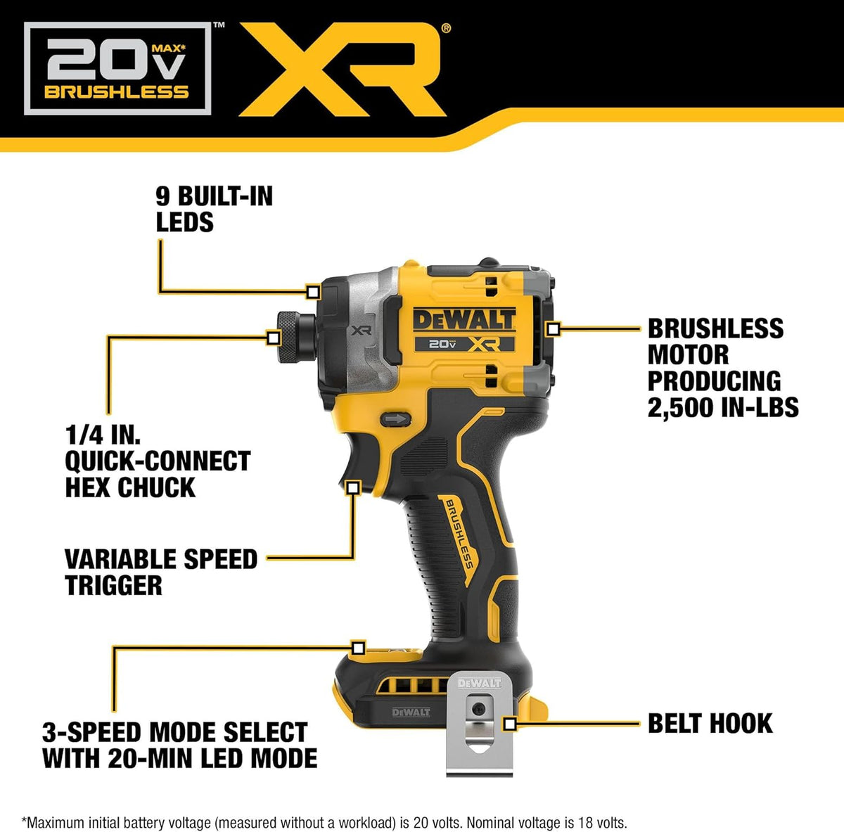 Dewalt 20V Max XR 3 Speed Hight Torque Impact Drill