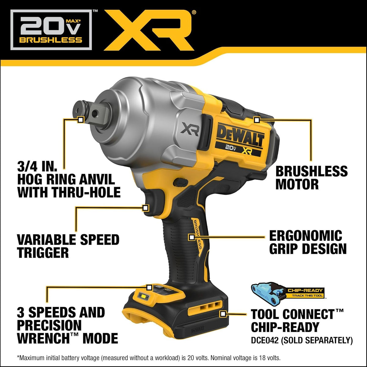 Clé à chocs 20V Max XR 3/4" Dewalt