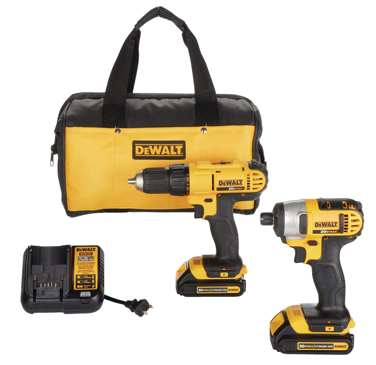 Dewalt 20V Max Cordless Drill & Driver - Combo Kit - 2 Batteries