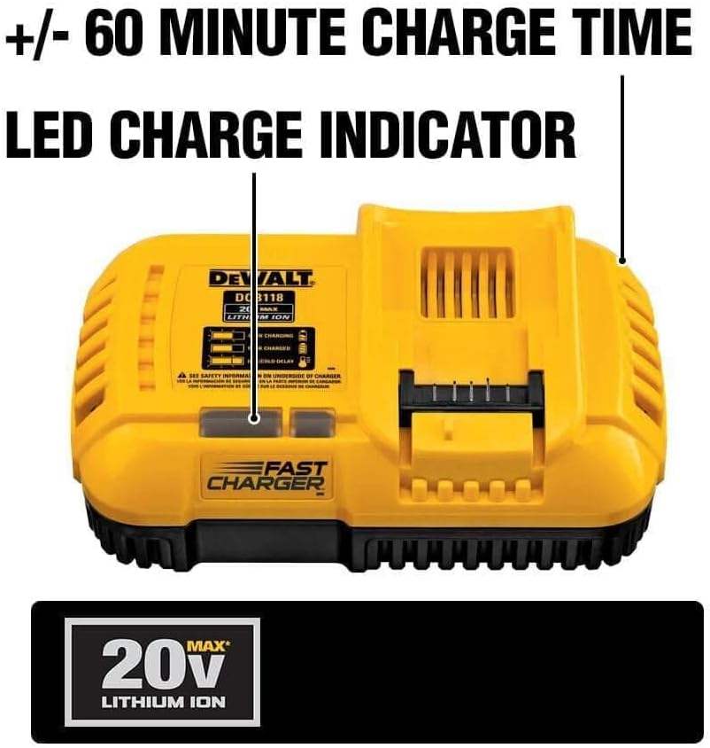 Chargeur de batterie rapide Dewalt 20V 60V Max Lithium-Ion refroidi par ventilateur