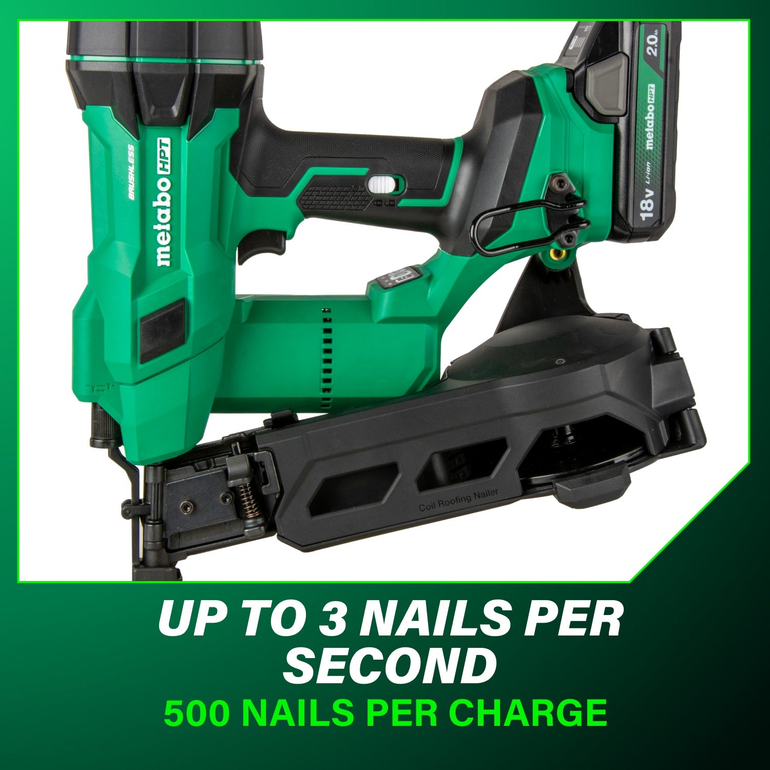 Metabo 18V MultiVolt Brushless 1 3/4" Coil Roofing Nailer