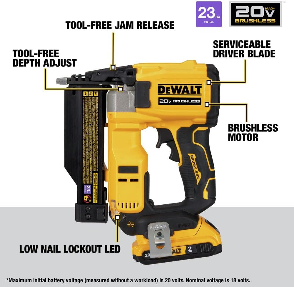 Dewalt 20V Max 23GA Pin Nailer Kit
