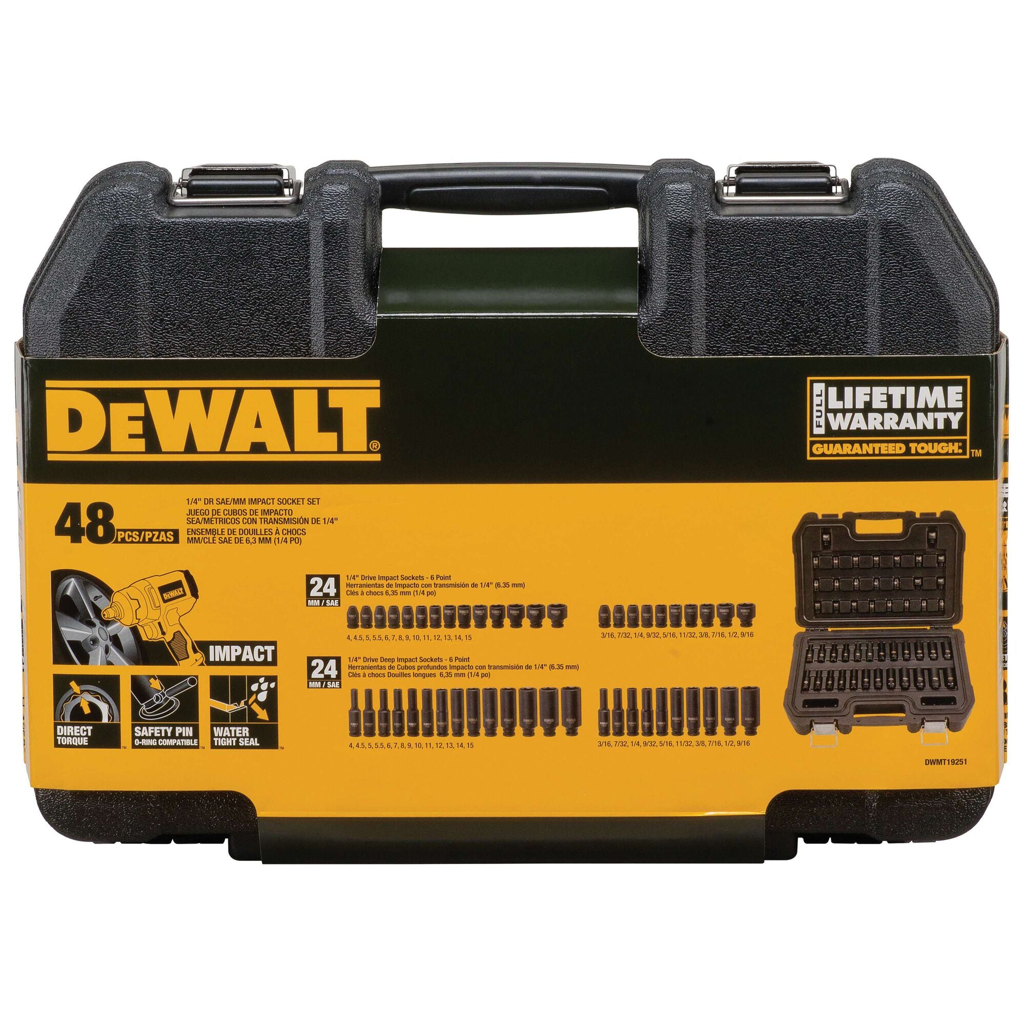 Jeu de douilles à choc Dewalt 1/4", 48 pièces
