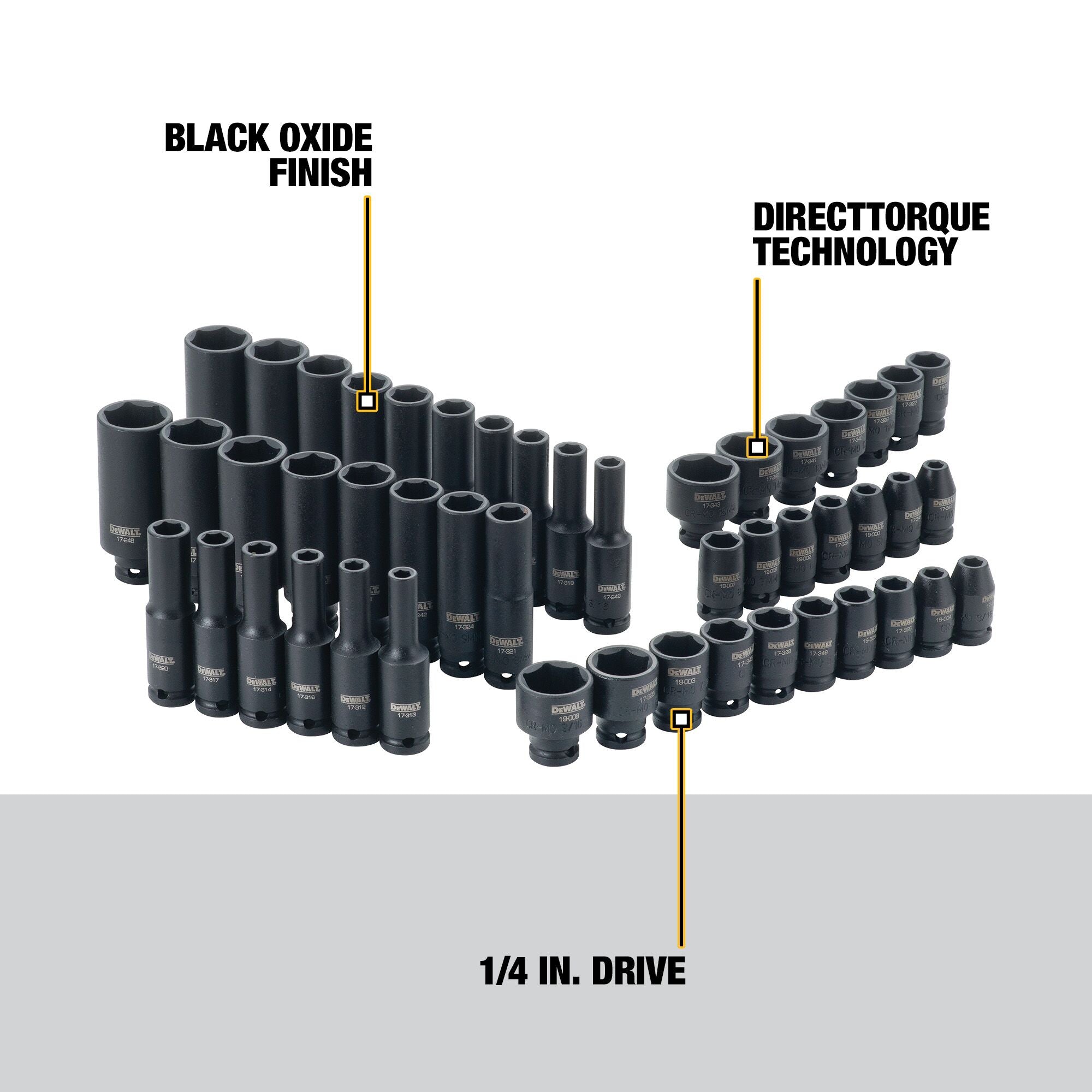 Jeu de douilles à choc Dewalt 1/4", 48 pièces
