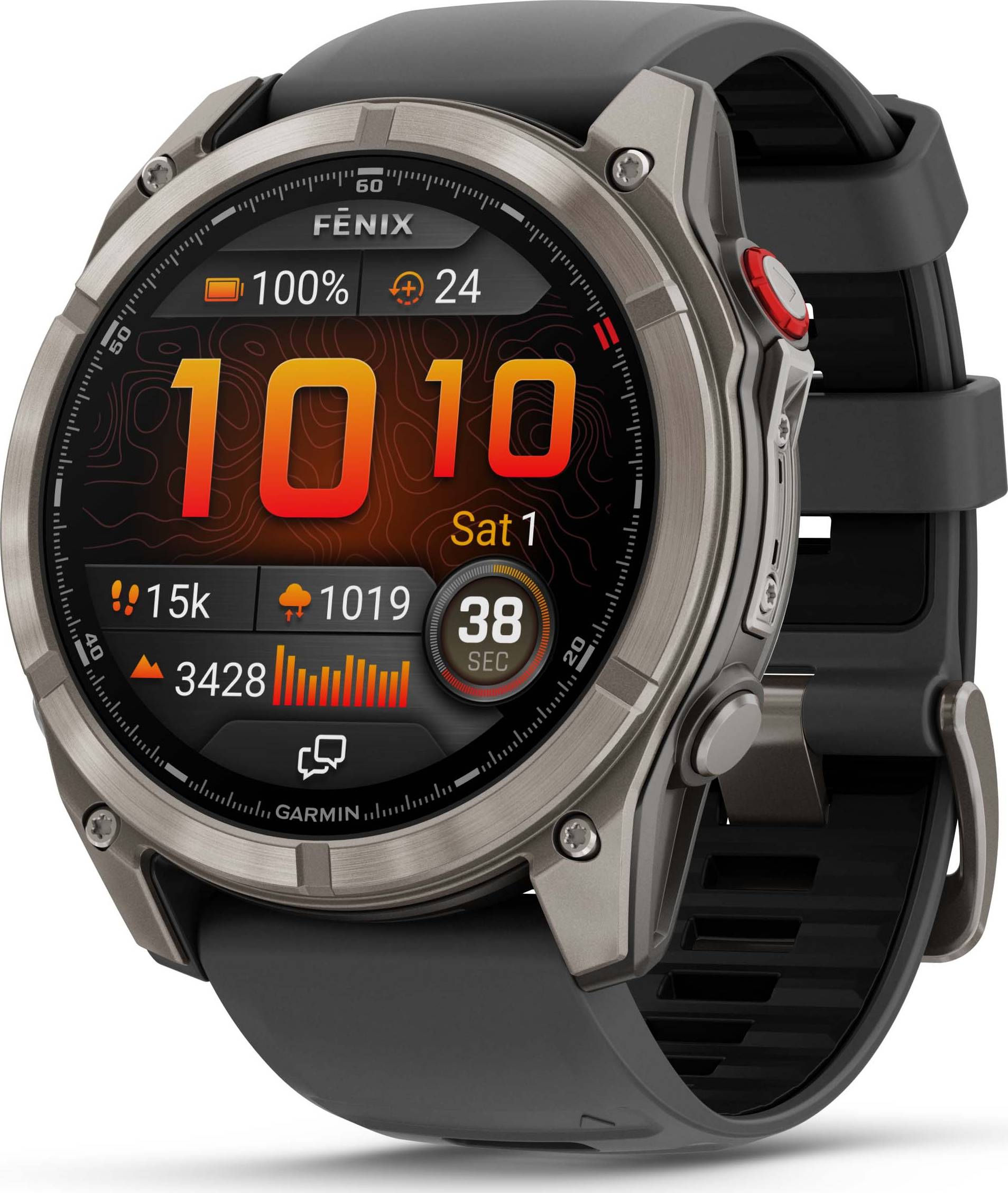 Garmin Fēnix 8 Pro 51 mm Amoled Sapphire Titanium avec bracelet en silicone graphite/noir