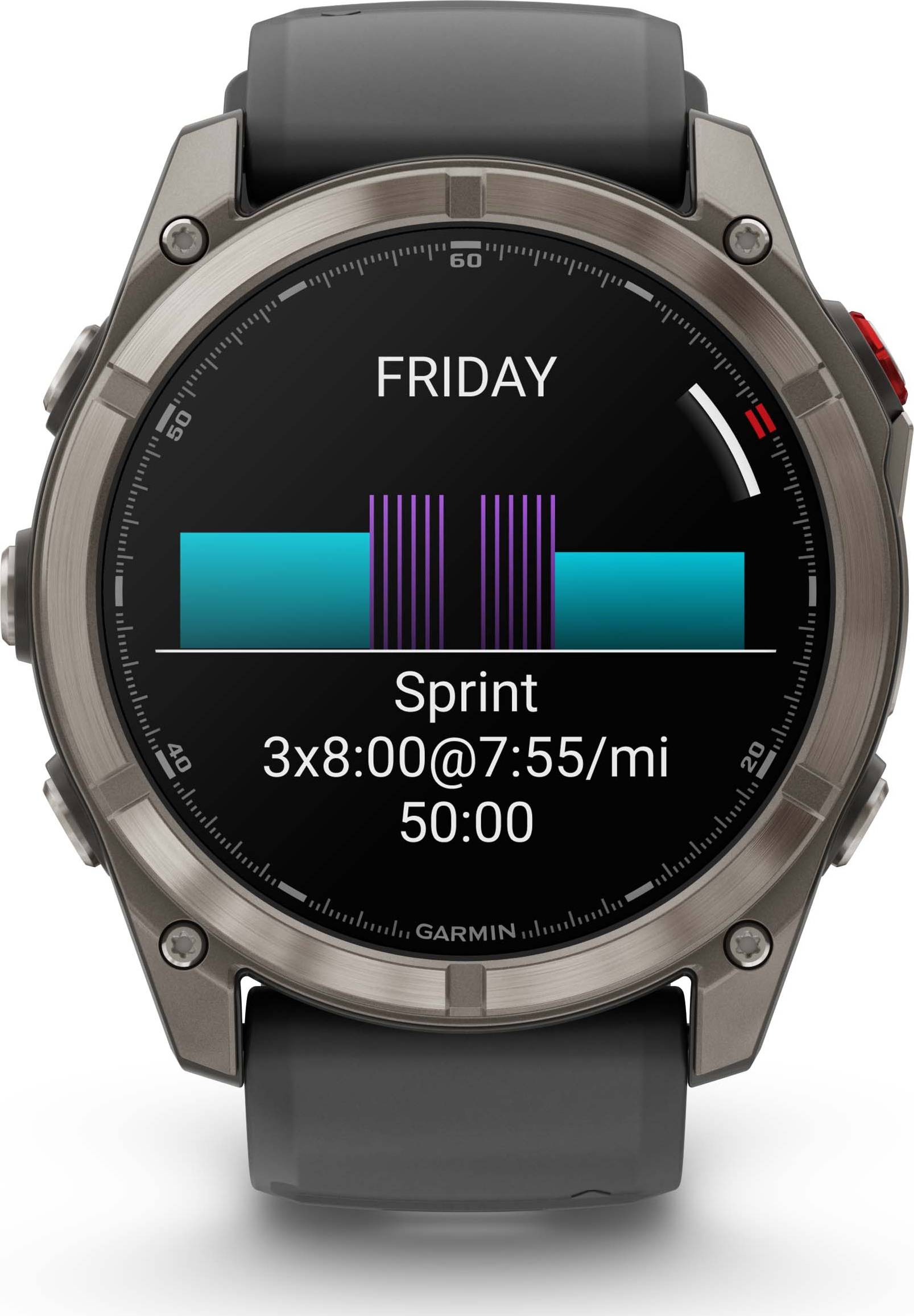 Garmin Fēnix 8 Pro 51 mm Amoled Sapphire Titanium avec bracelet en silicone graphite/noir