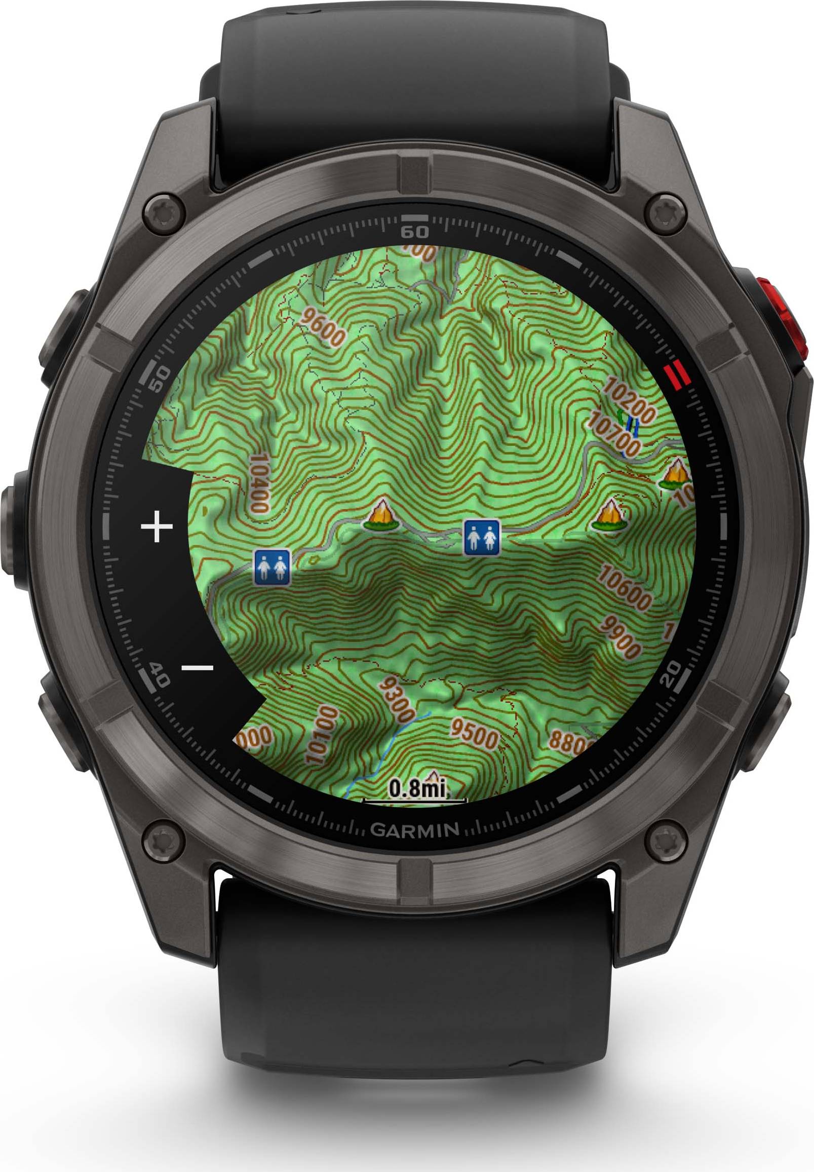 Garmin Fēnix 8 Pro 51 mm Amoled Sapphire Titanium avec bracelet en silicone Black/Pebble Gray