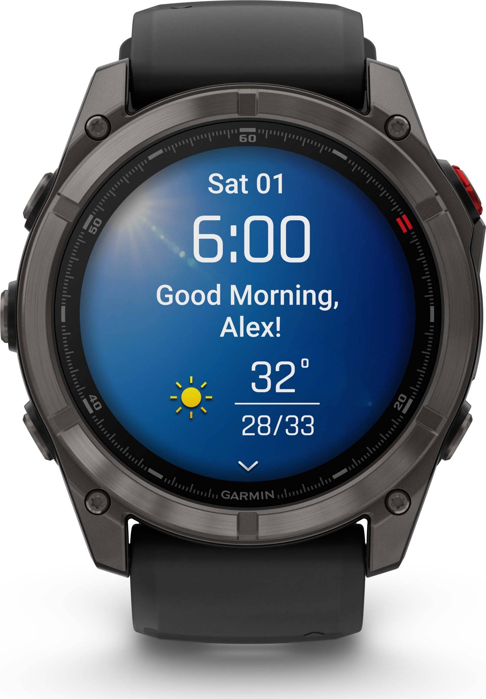 Garmin Fēnix 8 Pro 51 mm Amoled Sapphire Titanium avec bracelet en silicone Black/Pebble Gray