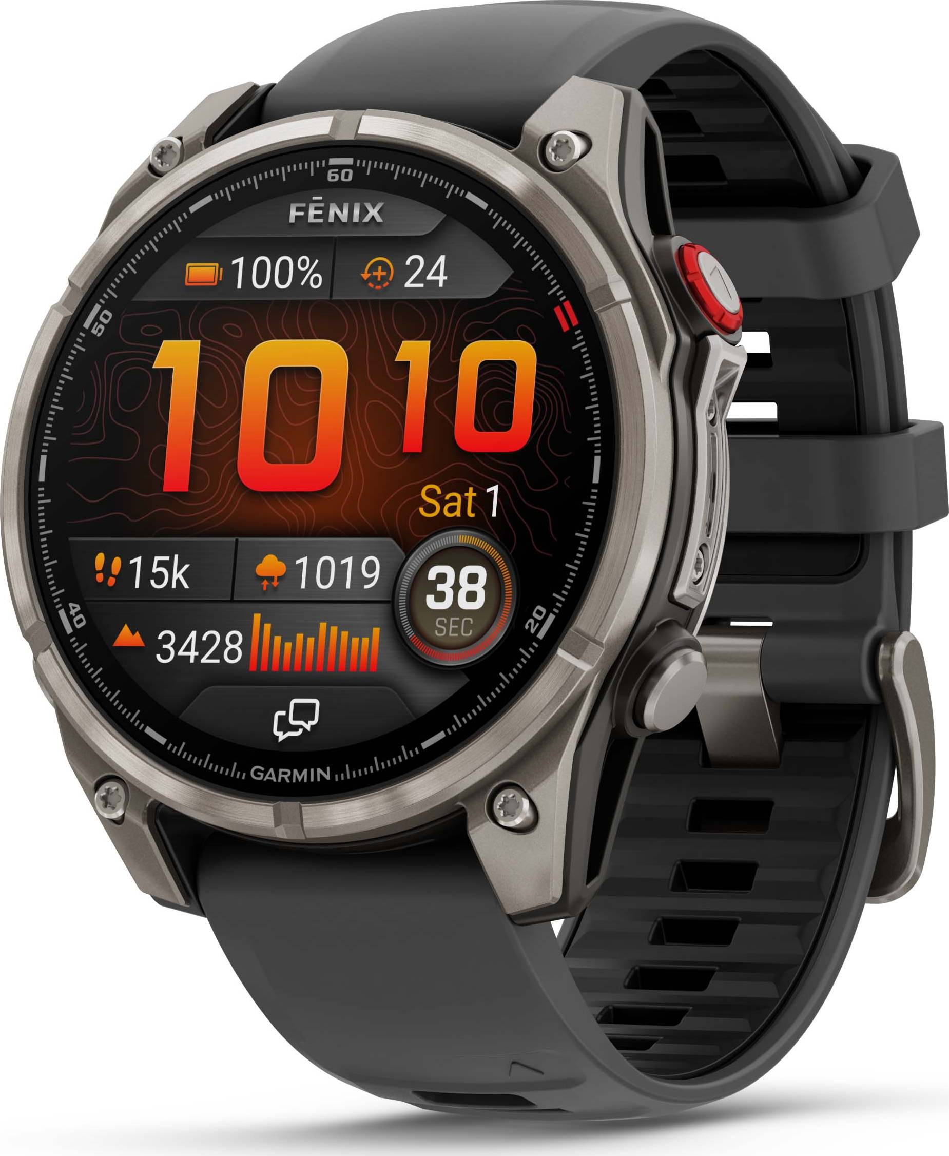Garmin Fēnix 8 Pro 47 mm Amoled Sapphire Titanium avec bracelet en silicone graphite/noir