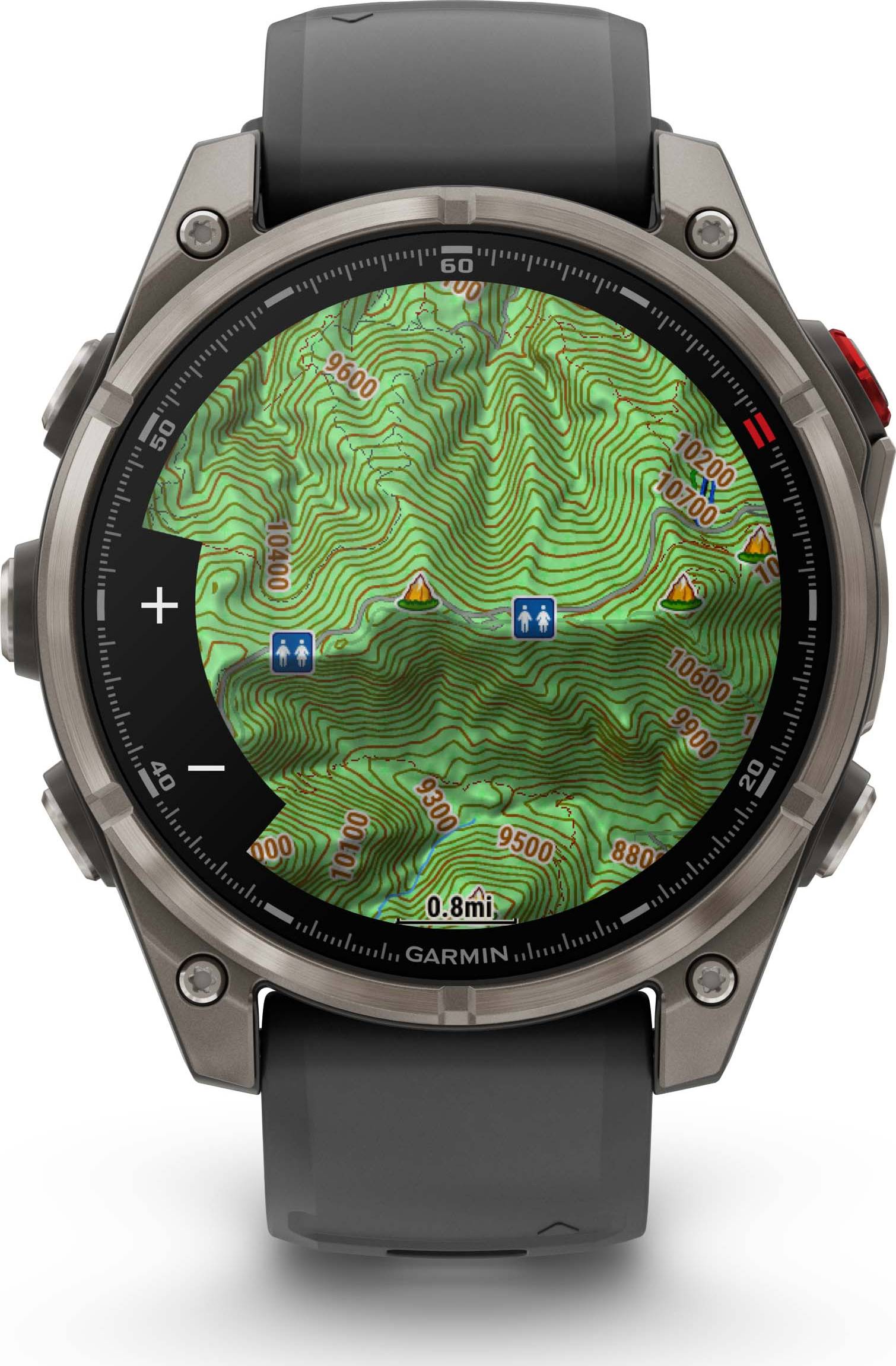 Garmin Fēnix 8 Pro 47 mm Amoled Sapphire Titanium avec bracelet en silicone graphite/noir