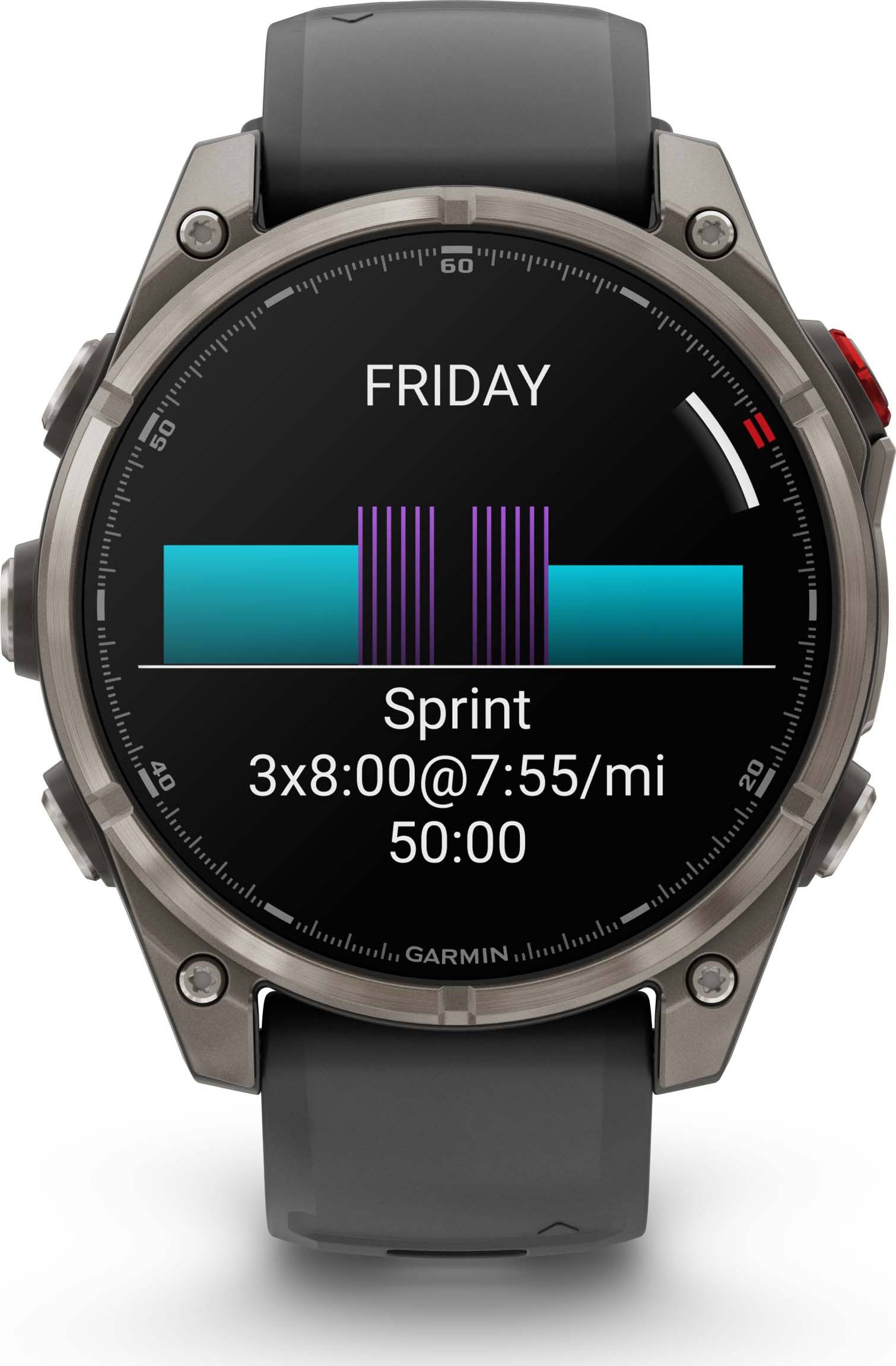 Garmin Fēnix 8 Pro 47 mm Amoled Sapphire Titanium avec bracelet en silicone graphite/noir