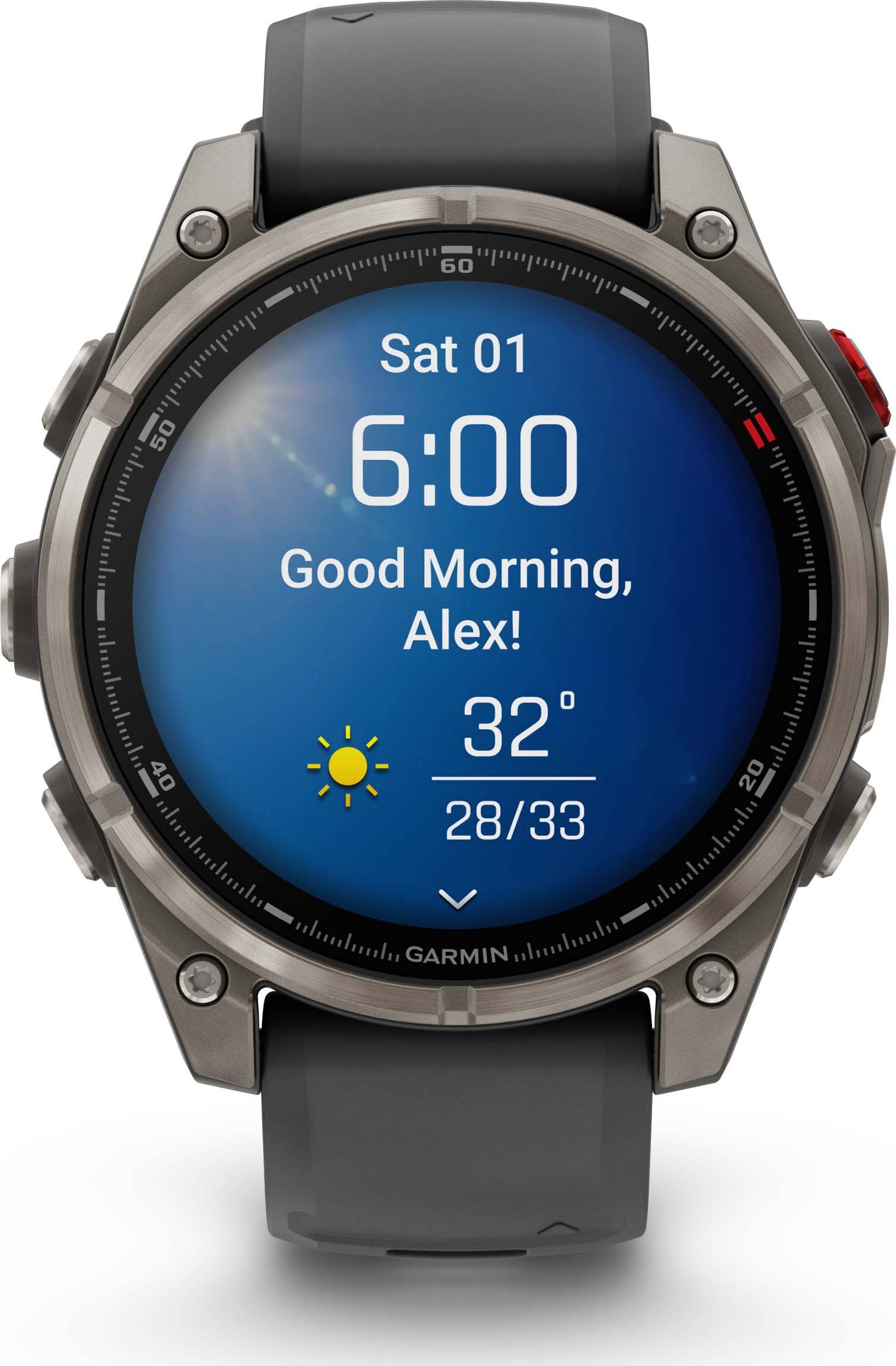 Garmin Fēnix 8 Pro 47 mm Amoled Sapphire Titanium avec bracelet en silicone graphite/noir