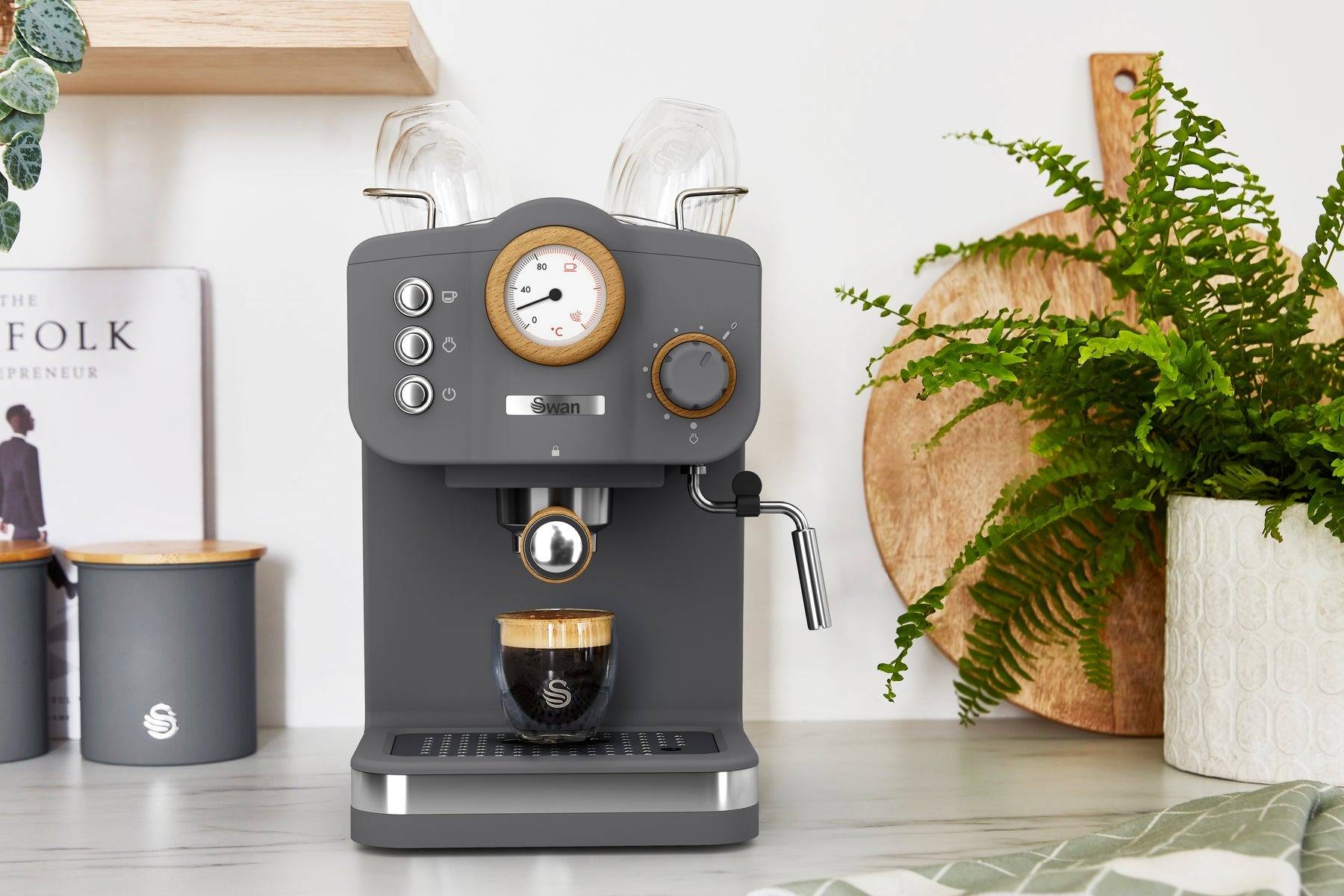 Swan Nordic Pump Espresso Coffee Machine - Grey