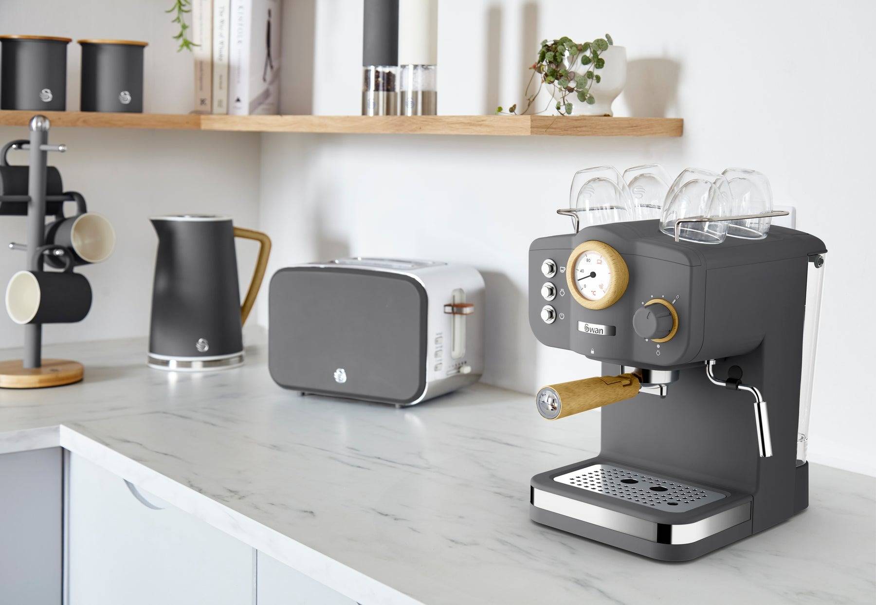 Swan Nordic Pump Espresso Coffee Machine - Grey