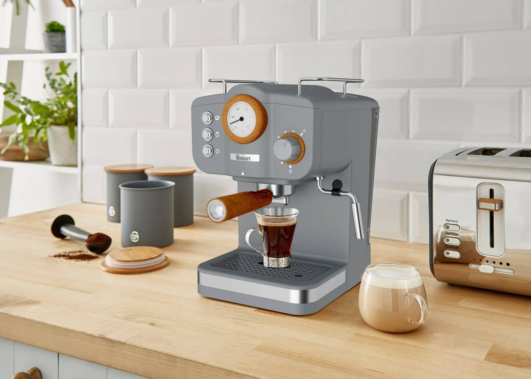 Swan Nordic Pump Espresso Coffee Machine - Grey
