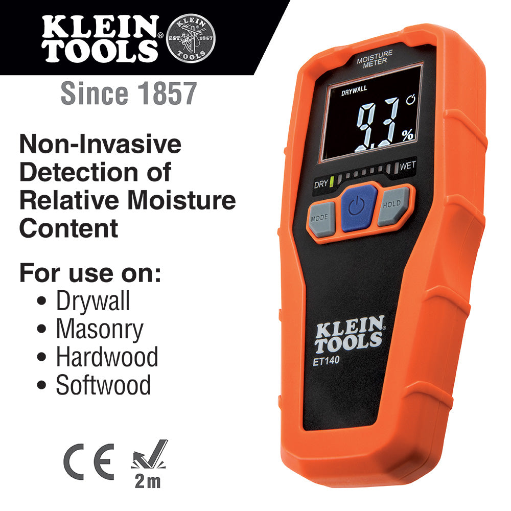 Klein Tools Pinless Water Leak Detector Moisture Meter 3/4' Below Surface
