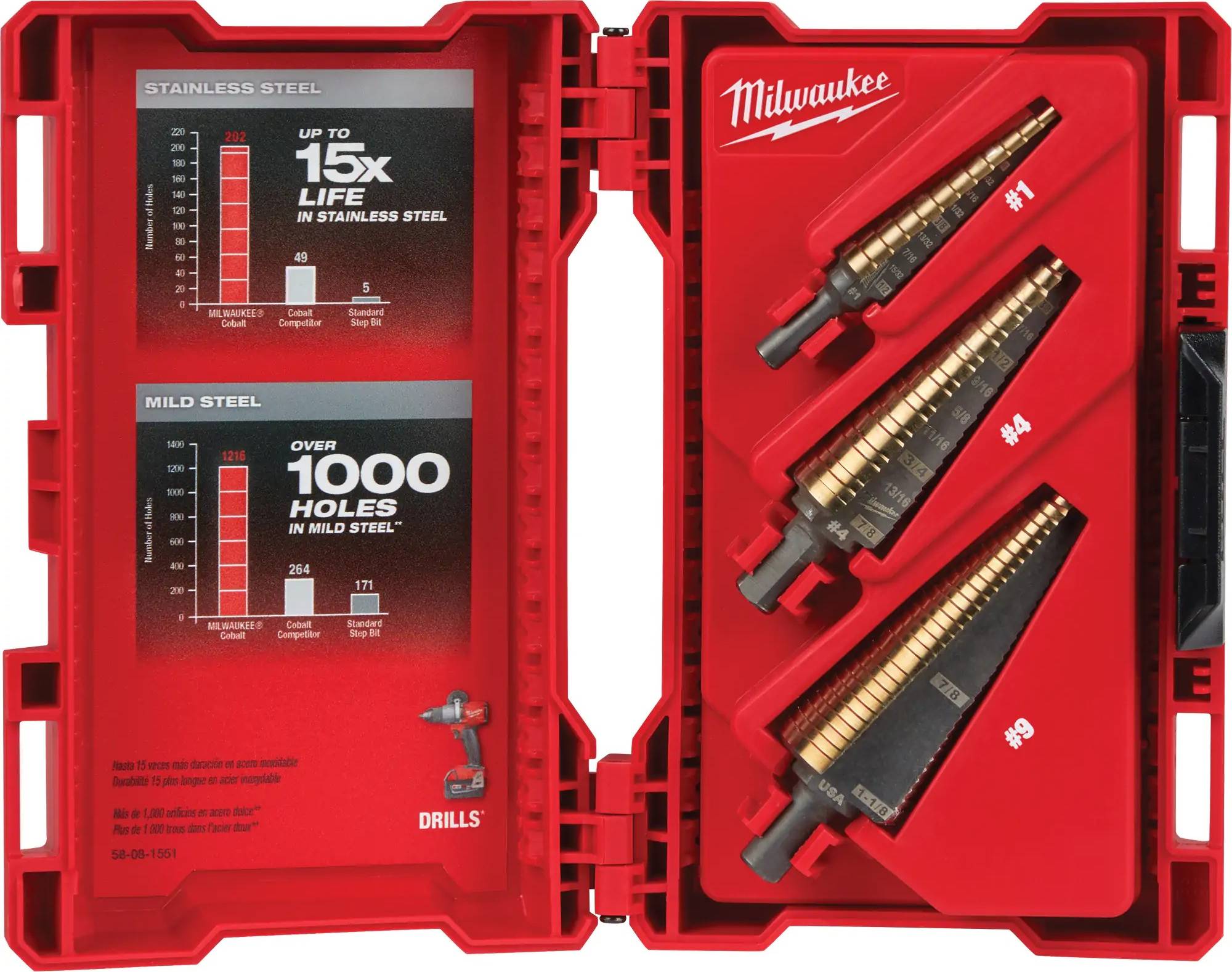 Milwaukee Cobalt Step Drill Set - 3 PC