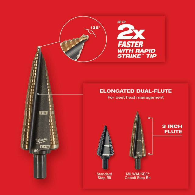 Milwaukee Cobalt Step Drill Bit Set - 3 PC