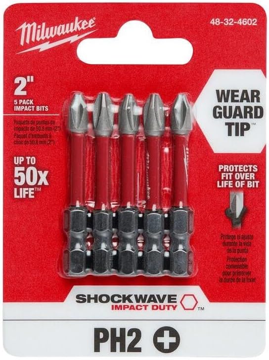 Milwaukee #2 Power Bit Hex Shank - 5 Pack