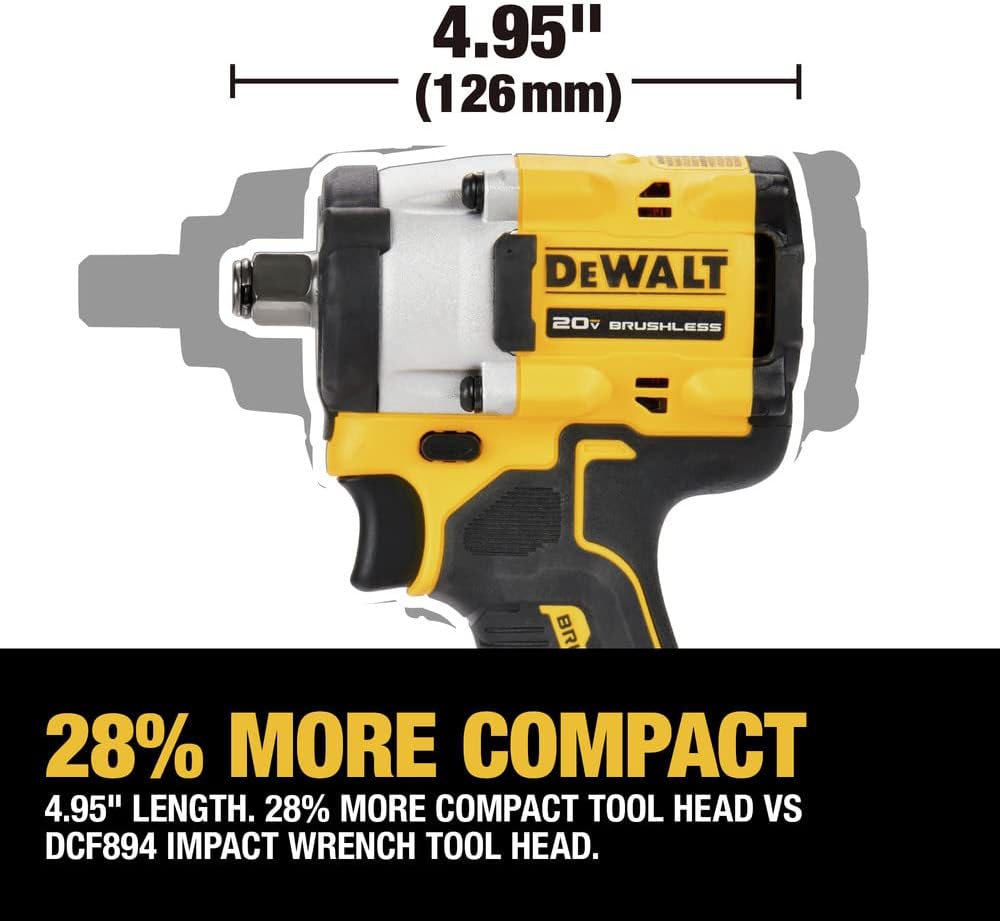 Dewalt Atomic 20V Max Clé à chocs sans fil 1/2" avec enclume à anneau - Outil seul