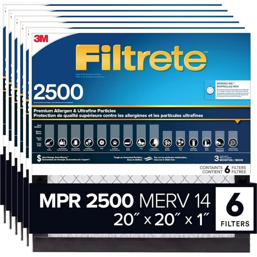 Filtrete 20 x 20 x 1 MPR2500 Furnace Filter - 6 Pack