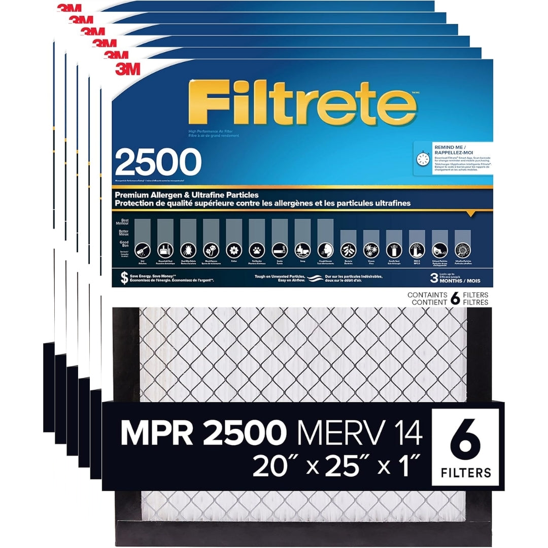 Filtrete 20 x 25 x 1 MPR2500 Furnace Filter - 6 Pack