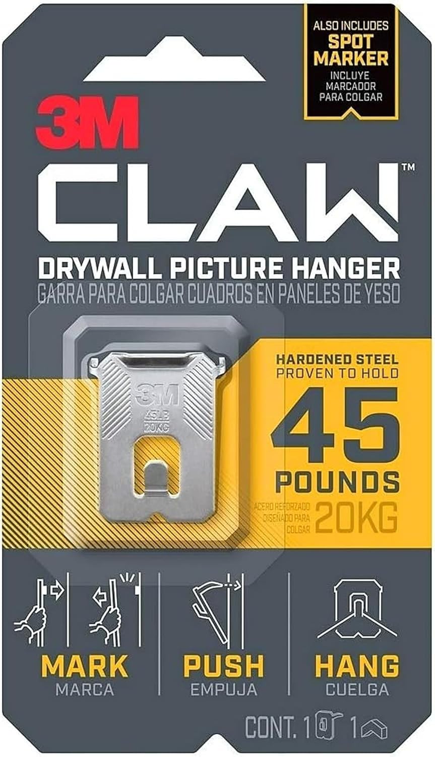 3M Claw Drywall Picture Hanger Holds 45Lbs - 3 Markers