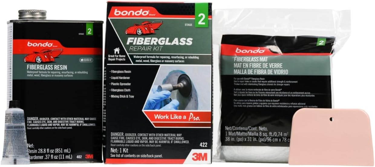 Kit de réparation Bondo en résine de fibre de verre