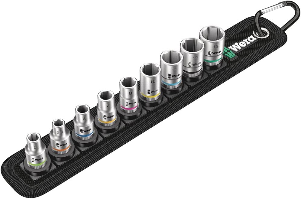 Wera Belt 4 Sock Set 1/4" Drive - 9 Pc