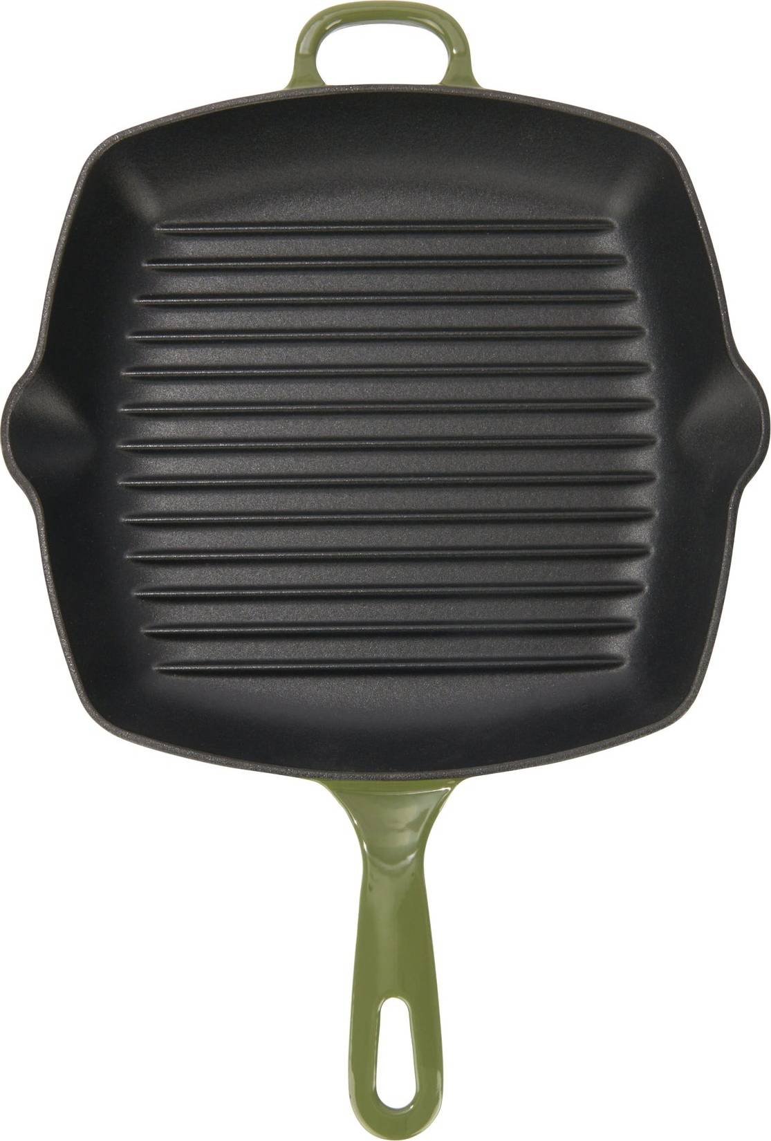 Chuck Hughes Grill Pan Square Cast Iron 10.25" - 26cm - Mallard Green