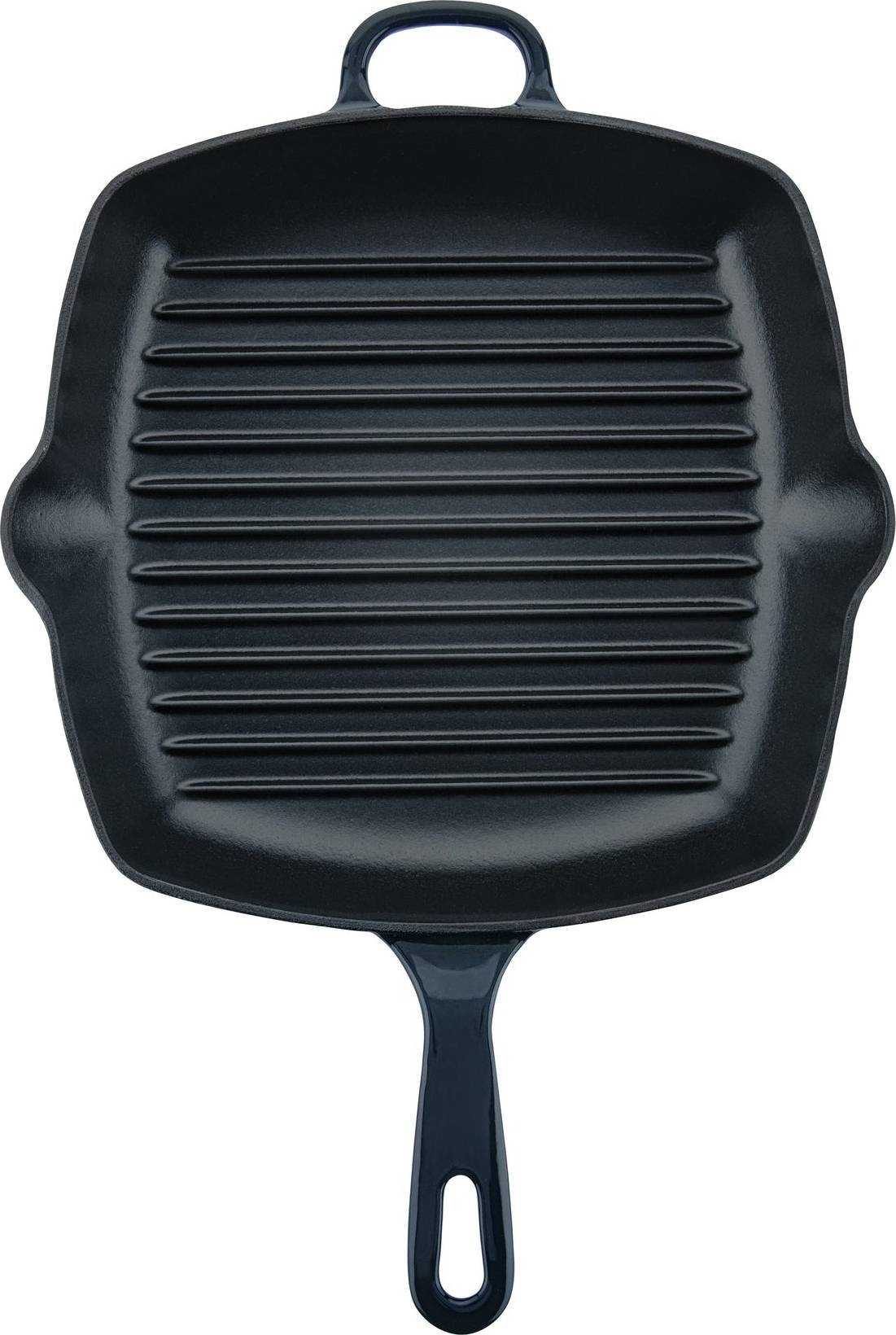 Chuck Hughes Grill Pan Square Cast Iron 10.25" - 26cm - Midnight Blue