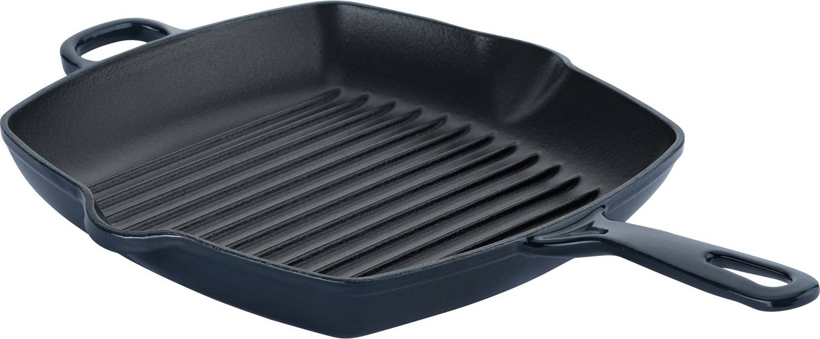 Chuck Hughes Grill Pan Square Cast Iron 10.25" - 26cm - Midnight Blue