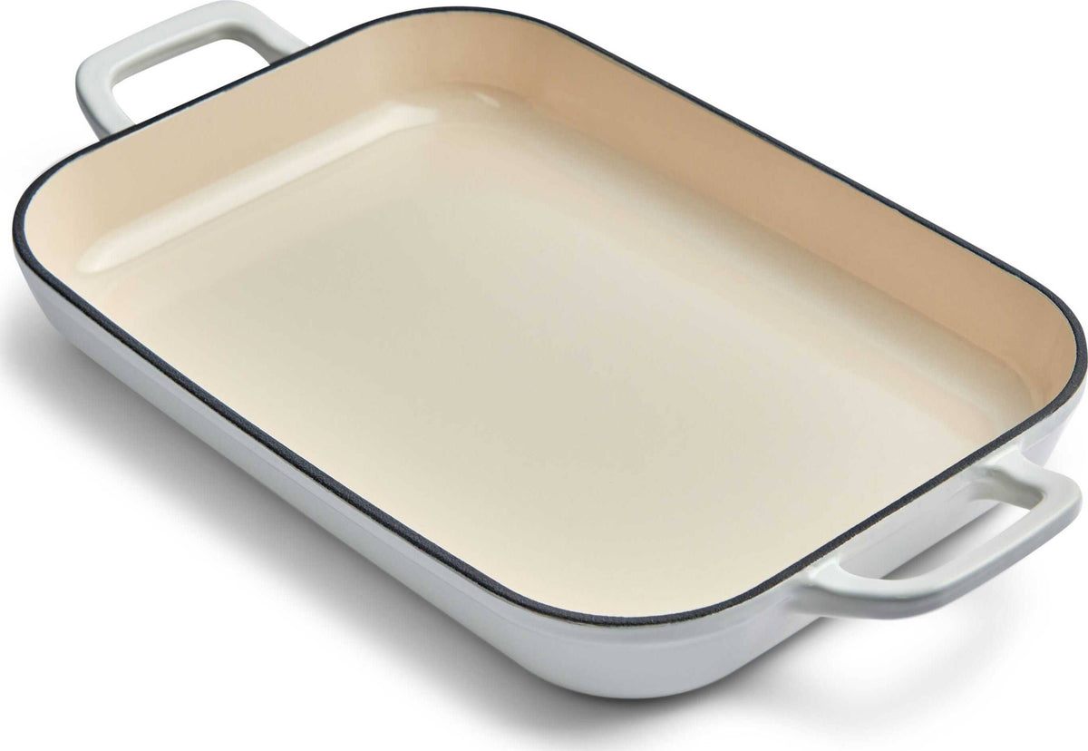 Chuck Hughes Rôtissoire peu profonde en fonte 2.38L - 33 x 21cm - Blanche Oie des Neiges