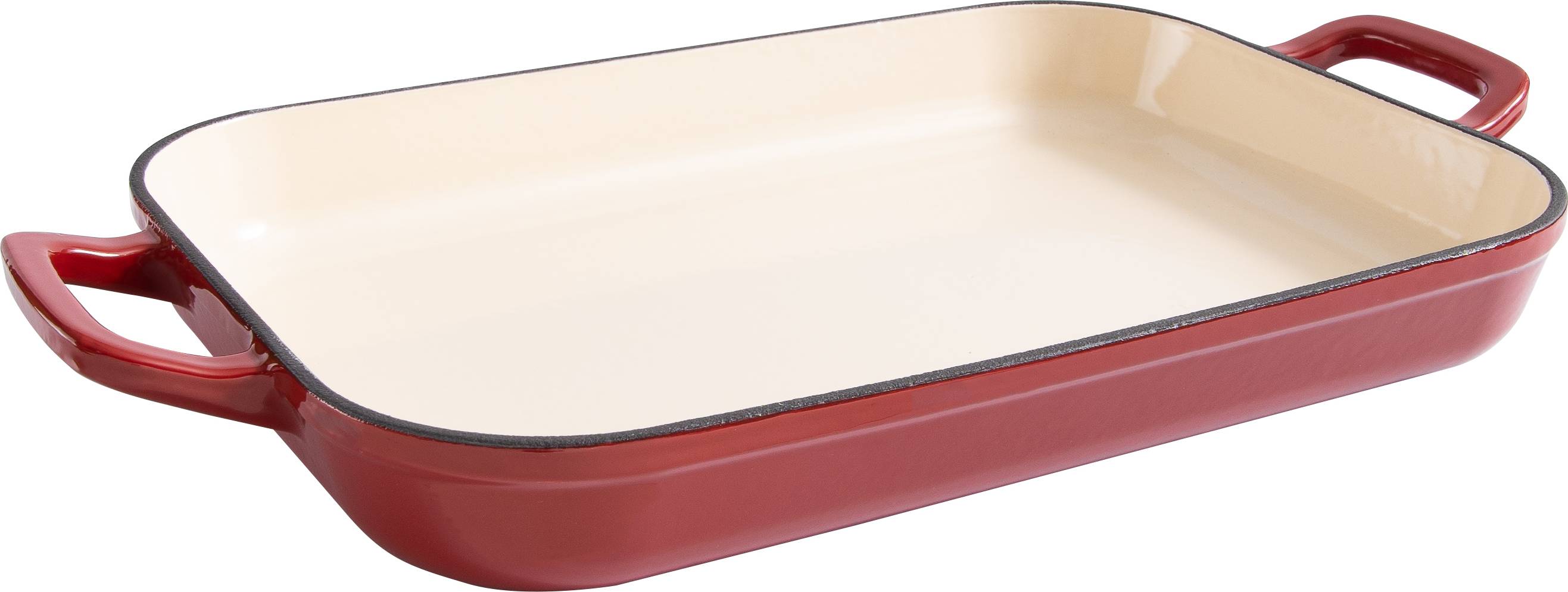 Chuck Hughes Shallow Roaster Cast Iron 2.38L - 33 x 21cm - Cardinal Red