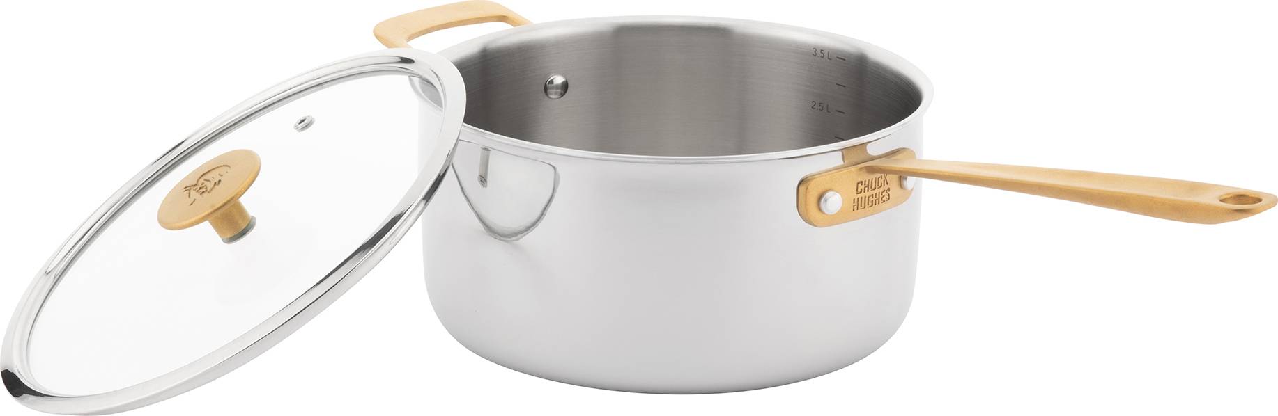 Batterie de cuisine Chuck Hughes 3 plis en acier inoxydable avec poignées - 10 pièces