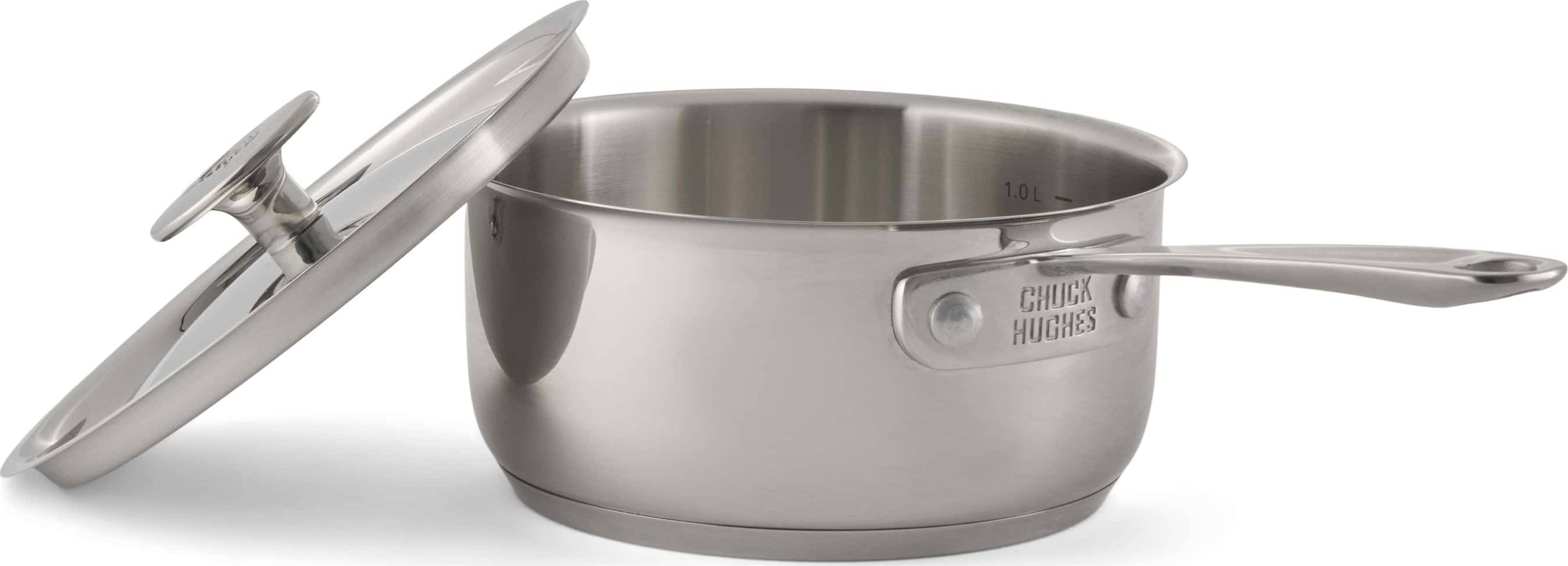 Batterie de cuisine Chuck Hughes en acier inoxydable 1 pli avec poignées - 10 pièces