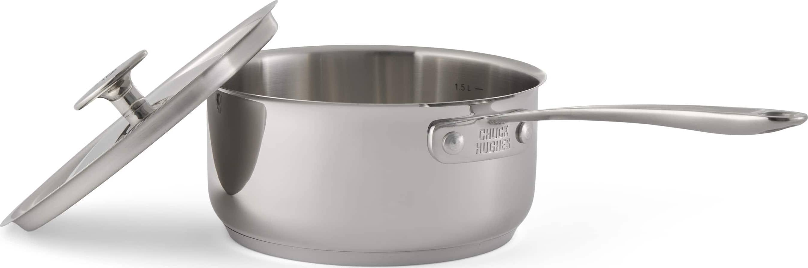 Batterie de cuisine Chuck Hughes en acier inoxydable 1 pli avec poignées - 10 pièces