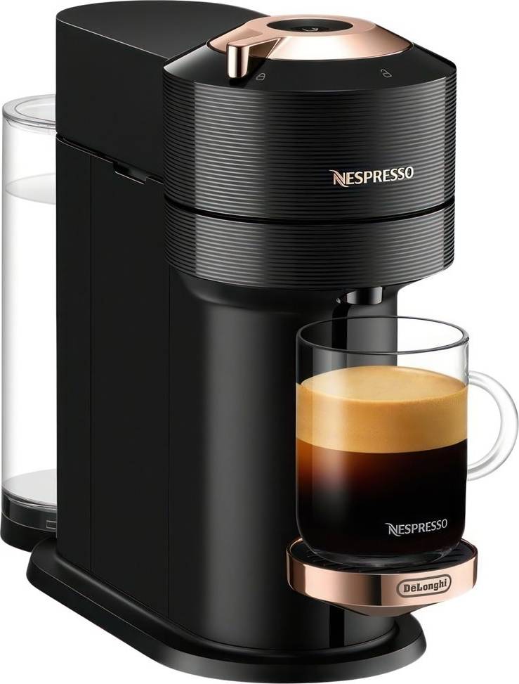 Machine à café et à espresso Nespresso Vertuo Next de De'Longhi - Noir et or rose