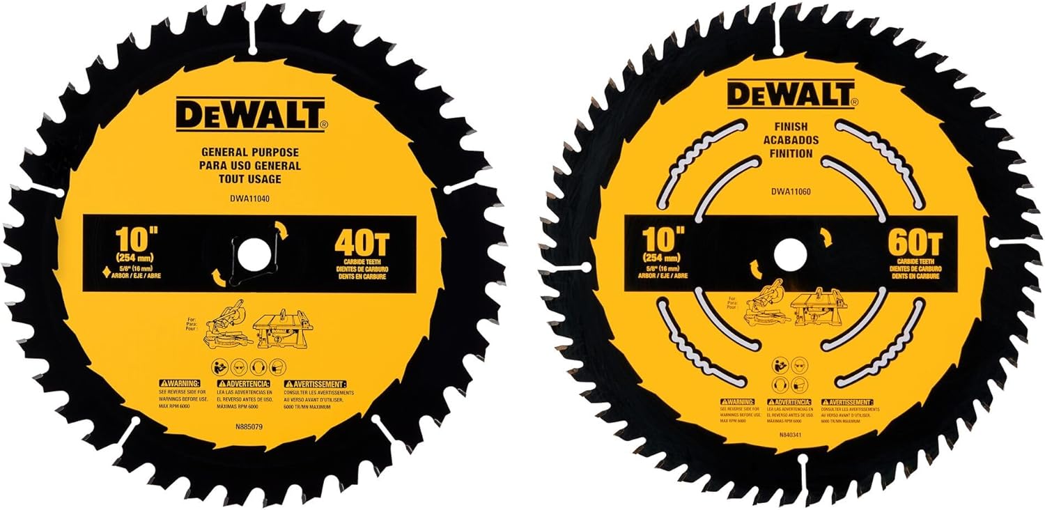 Dewalt 10" 40T - 60T Saw Blade Combo Pack