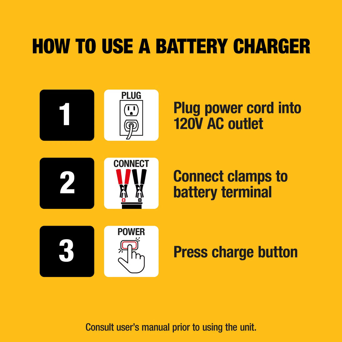 Dewalt Professional 10 Amp Battery Charger with Battery Maintainer (Chargeur de batterie professionnel de 10 ampères avec dispositif de maintien de la batterie)