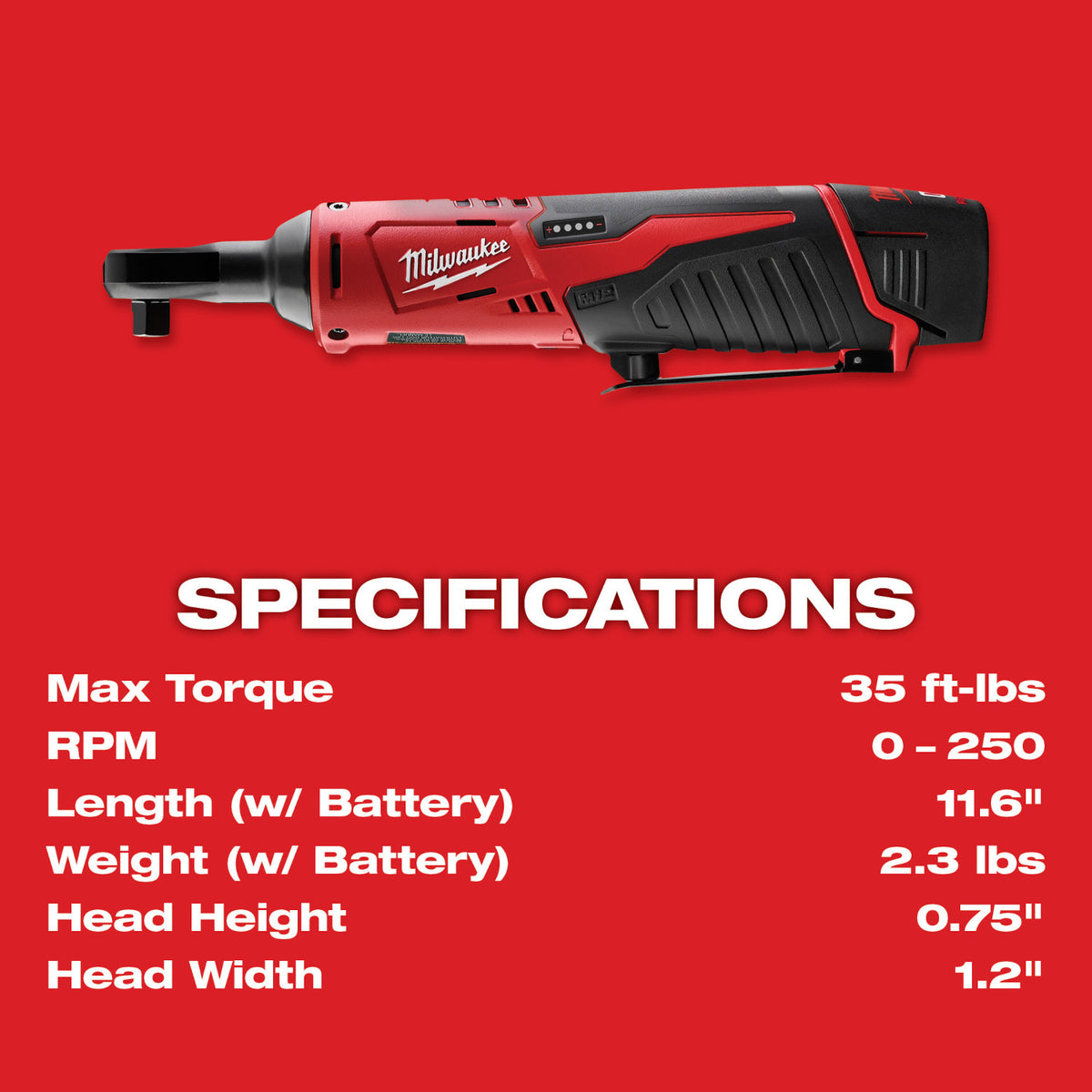 Milwaukee M12 3/8" Kit de clé à cliquet sans fil au lithium , avec sacoche à outils