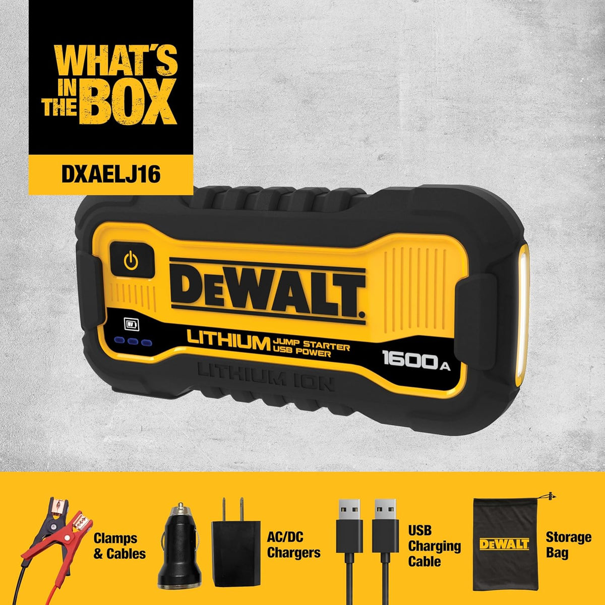 Dewalt 1600 Peak Amp Jump Starter Battery Booster & USB Power Station
