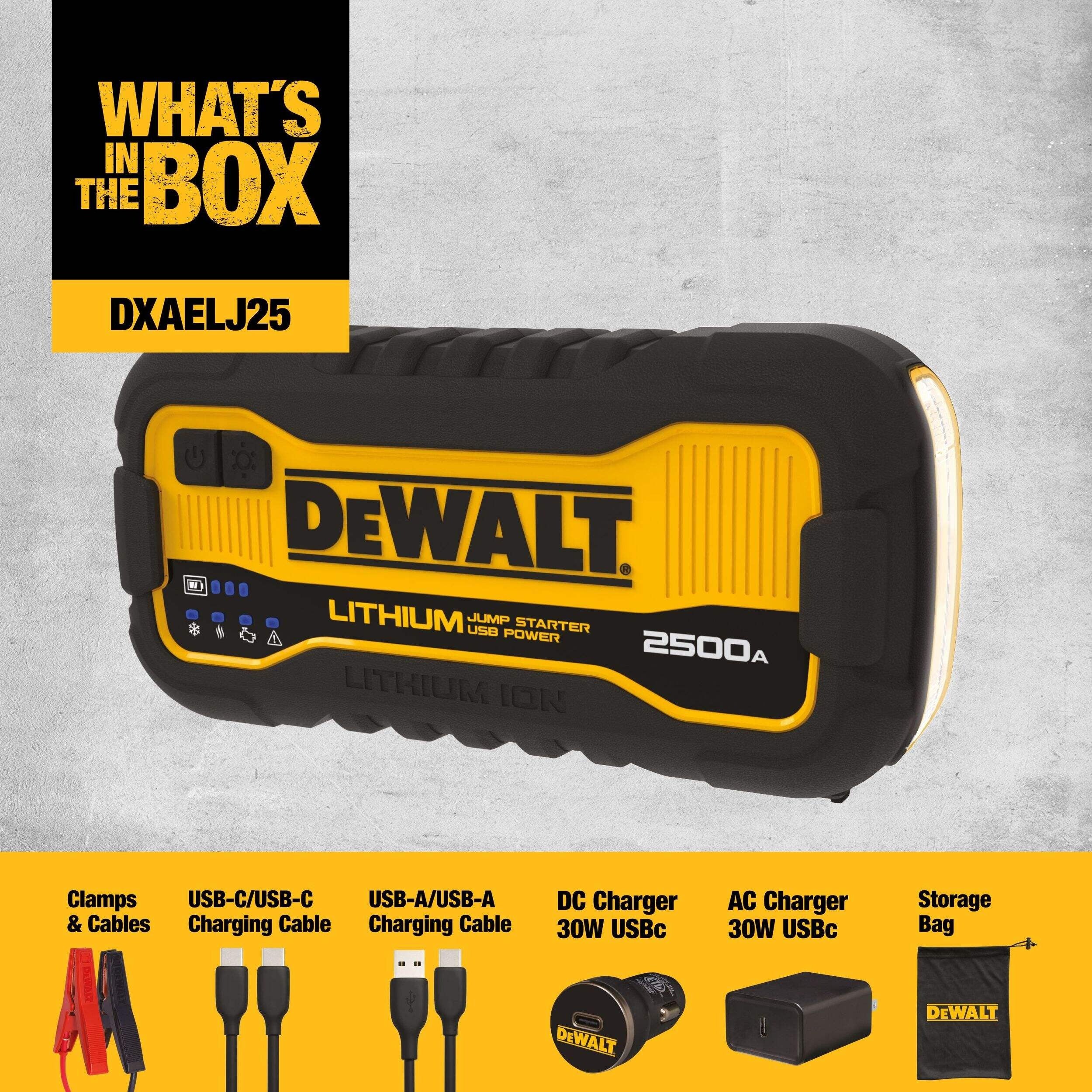 Dewalt 2500 Peak Amp Portable Lithium Jump Starter