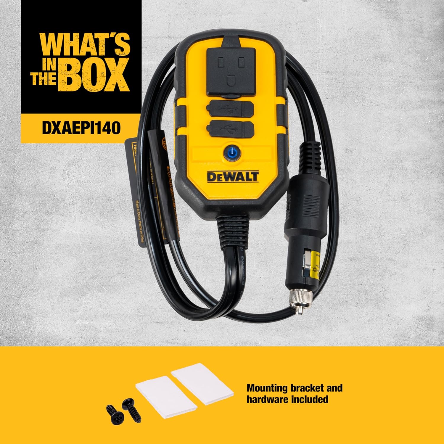 Dewalt Power Inverter 140W Car Converter 12V DC To 120V AC Power Outlet (convertisseur de courant)