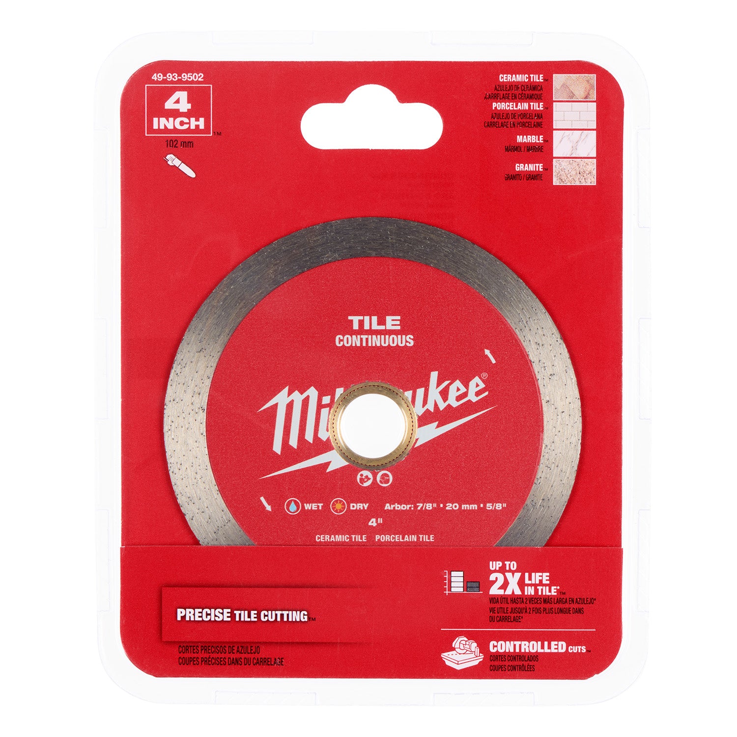 Lame diamantée de 4" pour tuiles continues