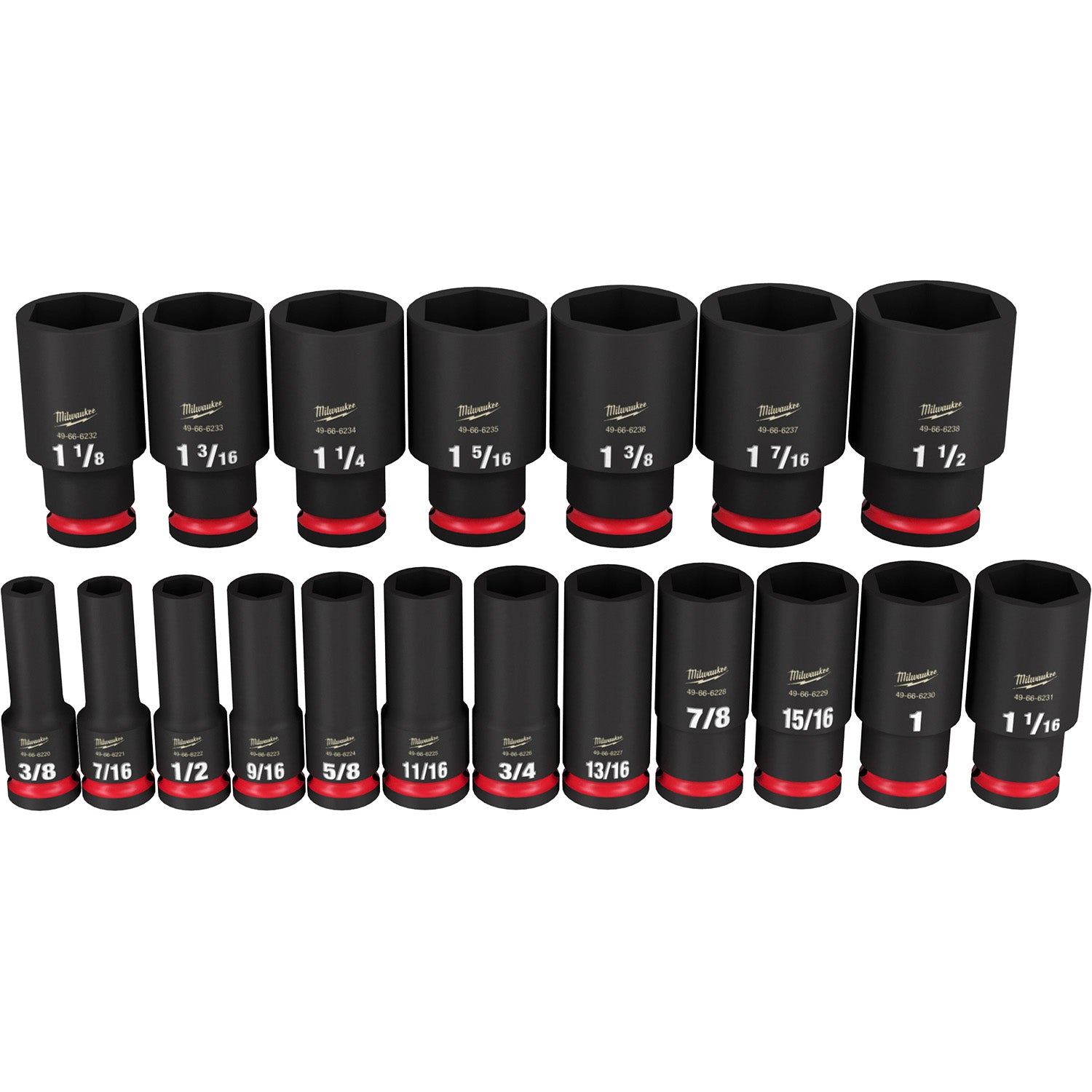 19PC SHOCKWAVE Impact Duty 1/2" Drive SAE Deep 6 Point Socket Set